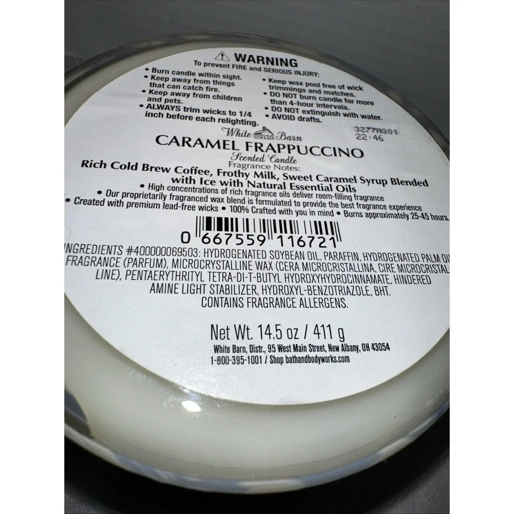 White Barn Caramel Frappuccino 3 Wick Scented Candle 14.5 oz Bath & Body Works